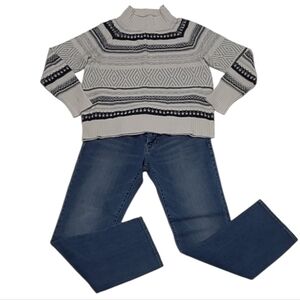 Chaps Nordic Yoke Cable Knit Patterned Sweater fair isle knit Pullover Cardigan